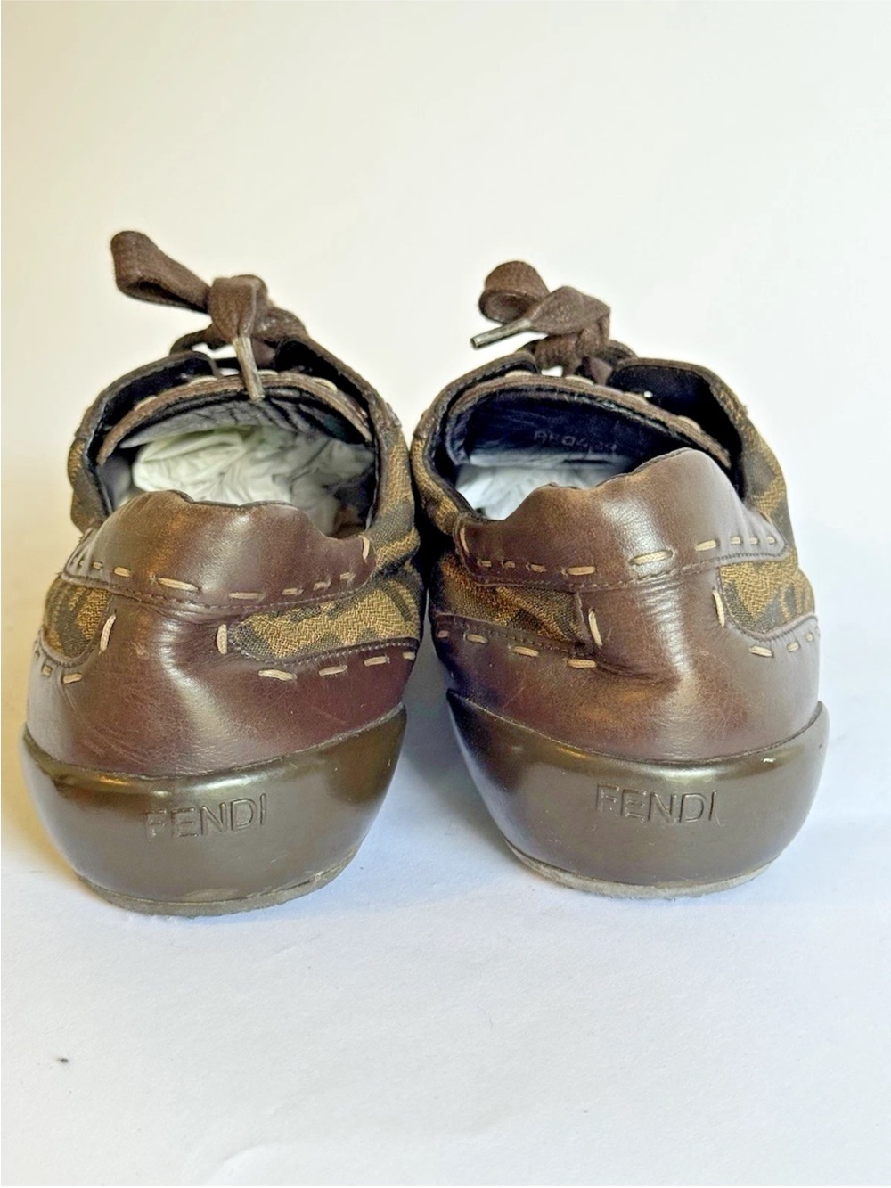 Fendi Brown Leather And Monogram Canvas Vintage Sneaker Women’s 39 - Picture 6 of 11